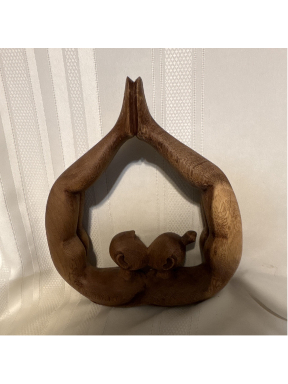 Hand Carved Wooden Couple Figurine Love Theme Modern Brown Wood-teak Decor